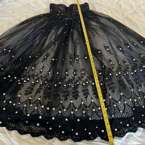 Vintage Custom Made Black Corset Sweetheart Ball gown Rhinestones Sequins Small - Picture 14 of 17